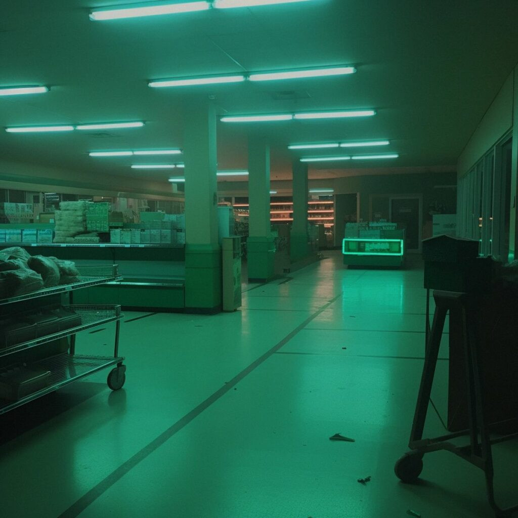 hewwo_Two_legs_abandoned_in_a_Walmart_at_night._Green_pale_ligh_48d5533f-867c-4bfc-9082-e0f0ad333634_result