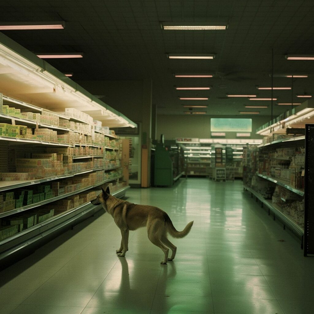 hewwo_Two_legs_abandoned_in_a_Walmart_at_night._Green_pale_ligh_bc10dde3-360c-4167-8a60-f79e397a8160_result